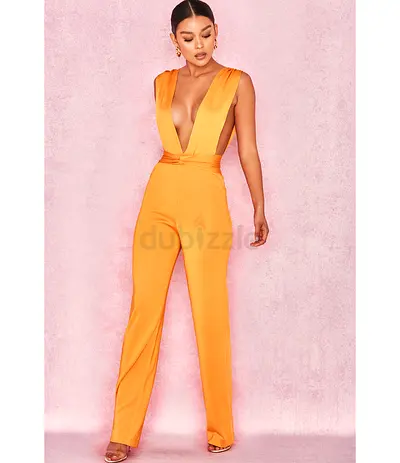 House of cb orange Backless Wide-Leg Jumpsuit, Size xs