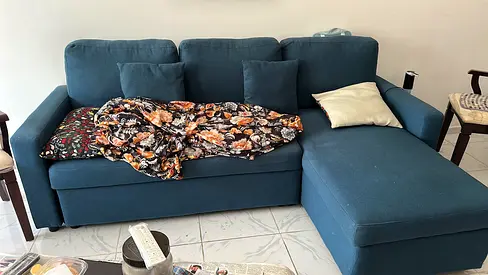 SOFA SET WITH EXTENSION AS BED - CLOATH TYPE - EXCELLENT CONDITION