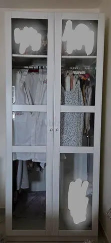 Milky white glass doors Wardrobe