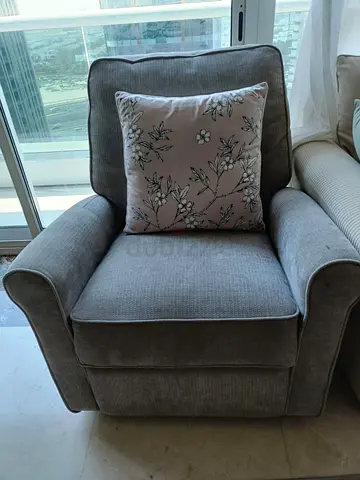 Grey Fabric Armchair Single Seater