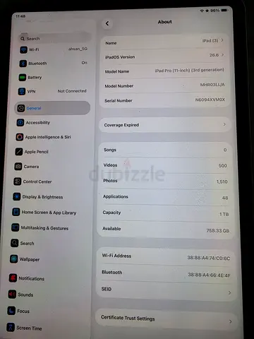 Ipad pro 11 M1 chip- 1TB