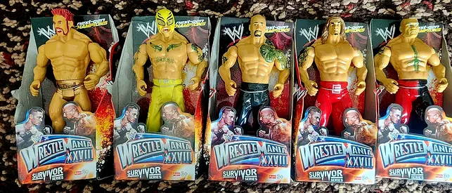 Lot of 5 WWE WrestleMania action figures — Survivor Series series, new in box