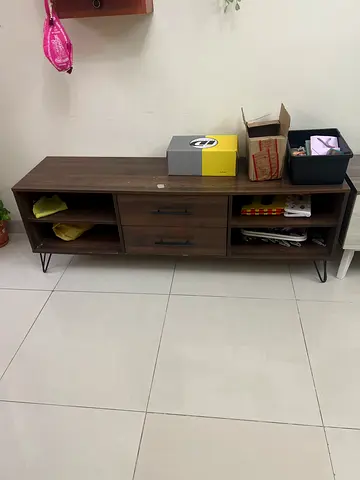 Compact wooden TV stand / media console with storage