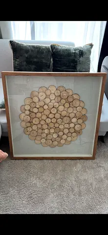 Framed Natural Wood Slice Wall Art - Circular Cluster