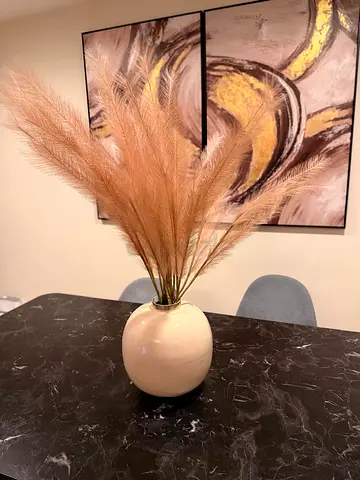 Decorative Pampas Grass Arrangement in Ceramic Vase - Neutral Tones