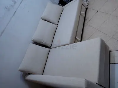 Light beige 3-seater sofa with chaise lounge - good condition