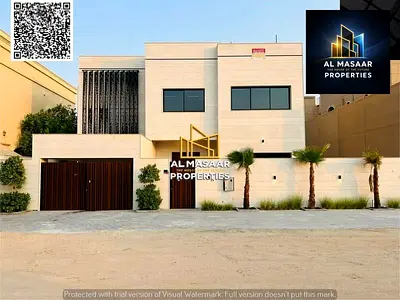 فيلا بالروضه1 عجمان تشطيب مودرن بمسبح امام المسجد مباشره شامل كهرباء ومياه تملك حر