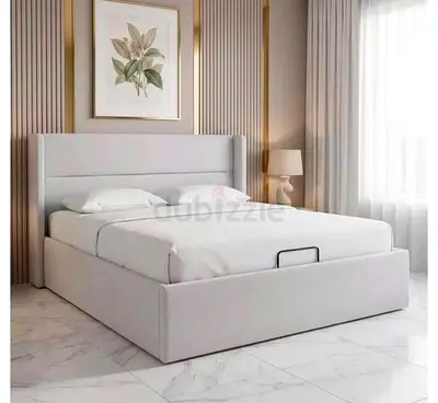 Modern Upholstered Bed Frame with Wingback Headboard