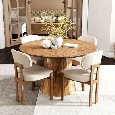 Modern new custom made round dining set for sale with warranty