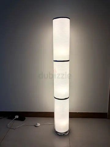 Tall Modern White Fabric Floor Lamp — Soft Ambient Lighting / IKEA