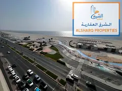 Three bedrooms and a living room, first row on the Corniche, spacious areas and direct sea views