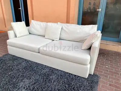 Comfortable Crate&Barrel Lounge deep feather 🪶 filled Sofa Beige