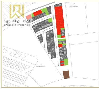 Residential and investment land G+2 in the Al Helio area of Ajman, a prime location close to all services on a main street near Sheikh Mohammed bin Za