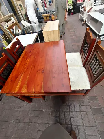 Solid Wood Dining Table with 4 Chairs — Compact Set