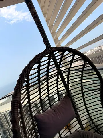 Outdoor hanging egg swing chair with cushion - good condition