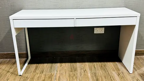 IKEA White Modern Desk with Two Drawers - Very Good Condition