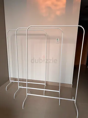 IKEA Mulig rack: White metal freestanding clothes rack / garment rail - sturdy