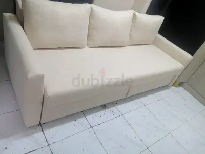 Comfortable 3 Seater Sofabed in Cream Fabric