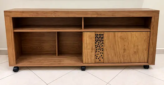 Solid Wood TV Console / Media Unit with Decorative Sliding Door
