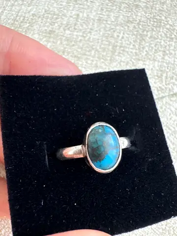 Silver Ring with Oval Turquoise Stone