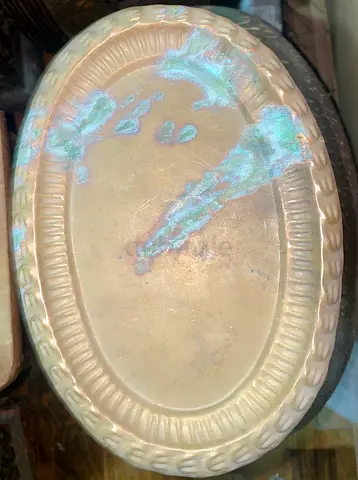 Antique oval brass tray