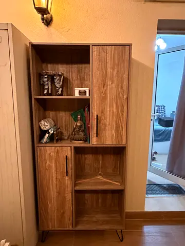 Wooden Storage Cabinet with Shelves and Doors - Good Condition