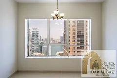 Three-bedroom apartment with a living room for annual rent in Al Qasba, Sharjah. Includes a maid's r
