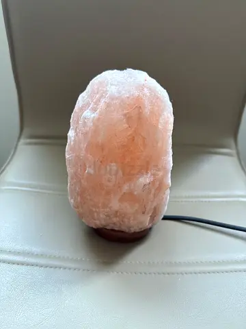 Himalayan Salt Lamp on Wooden Base - Working Condition (20cm)