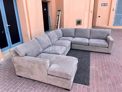 Crate&barrel_axis U shape sofa grey
