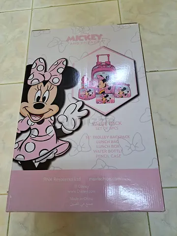 Minnie Mouse 6-piece Kids Trolley Backpack & Lunch Set (Pink) - New in Box
