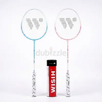 Badminton Racket Set Blue/Pink | 2 Rackets + 3 Shuttlecocks Beginner Badminton