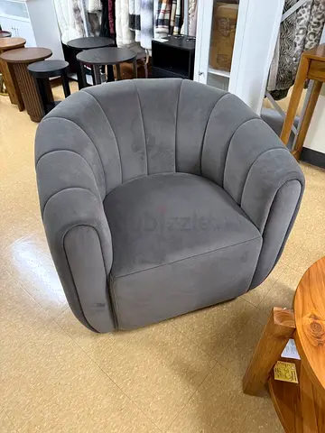 Gray Velvet Swivel Accent Armchair