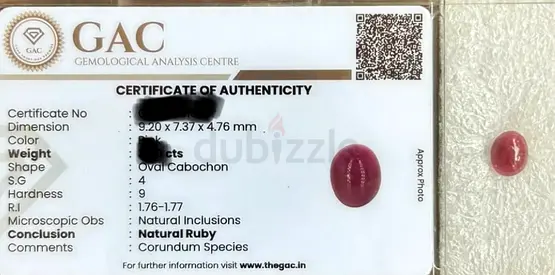 Natural Ruby with GAC Certificate