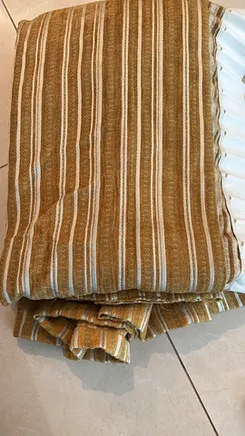 Beige and Tan Striped Curtains 2 pieces