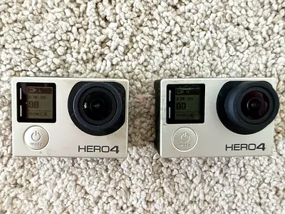 Pair of Go Pro Hero4 Silver edition with accessories and bag Good Working Condition
