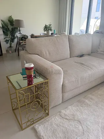 Gold Metal Square Side Table with Mirrored Top