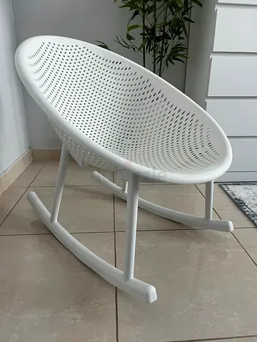 White Modern Perforated Rocking Chair