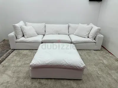White color marina home luscious sofa with footstool