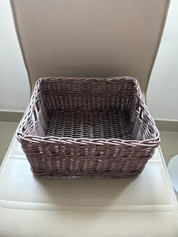Woven Rattan Storage Basket - Small Square Organizer