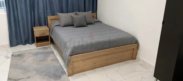 Ikea newly used bed, queen size, two night stand, and free healthy mattress with it's cover