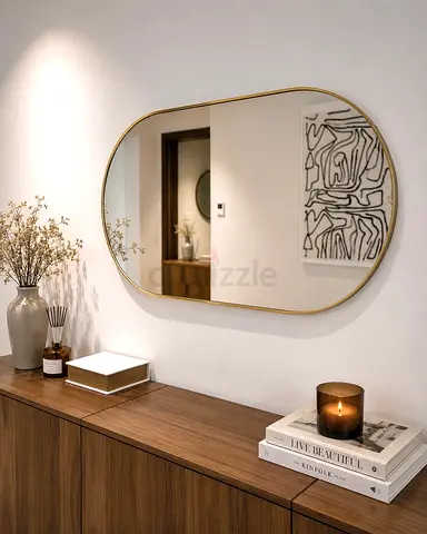 Modern Gold Oval Wall Mirror