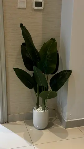 Artificial Large Green Plant in White Ceramic Pot - Excellent Condition