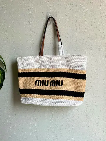 Miu Miu Raffia Effect Woven tote bag