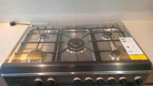 5 Burner Gas Range Cooker with Glass Cover