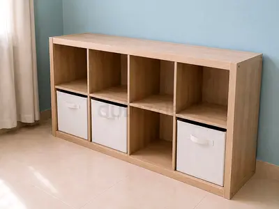 Kallax book shelf 150. And 3 white boxes available
