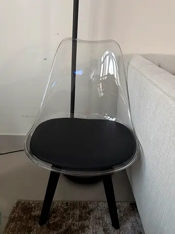 Transparent Acrylic Dining/Side Chair with Black Seat Cushion (Set of 2)