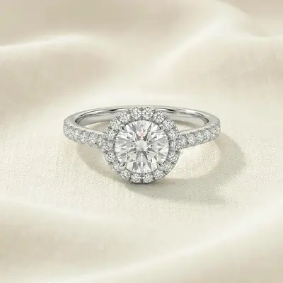 Brand new, 925 Sterling silver, moissanite halo ring