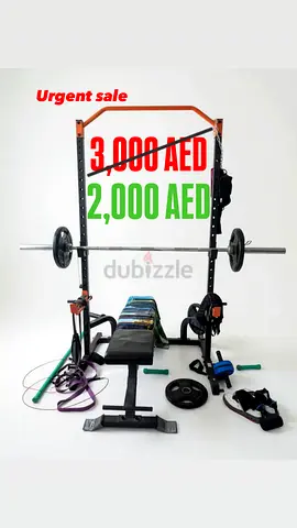 Barbell with Weight Plates and Squat Rack Attachments -🚨urgent 🚨