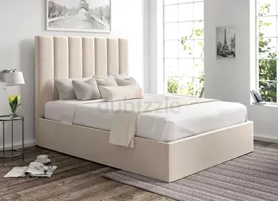 Beige Storage Double Bed with mattress