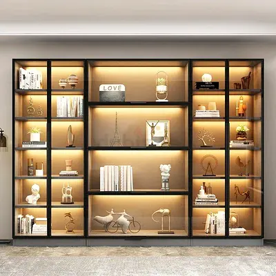 Large Modern Wall Display Shelving Unit with LED Backlight